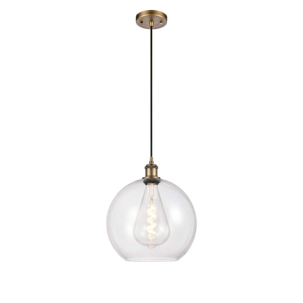 Athens 60-Watt 1 Light Brushed Brass Shaded Mini Pendant Light with Clear glass Clear Glass Shade price history on PriceWatchPro