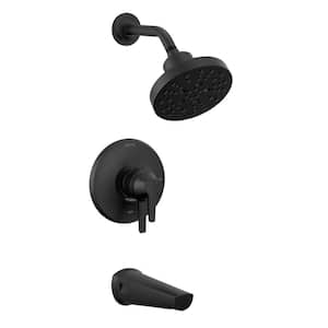 Galeon 1-Handle Wall-Mount Tub and Shower Trim Kit in Matte Black with H2Okinetic (Valve Not Included)