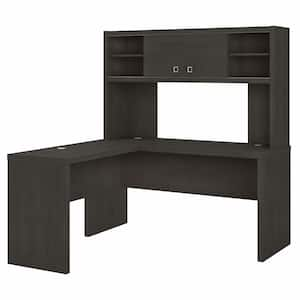 Echo 60 in. L-Shaped Charcoal Maple Desk with Hutch