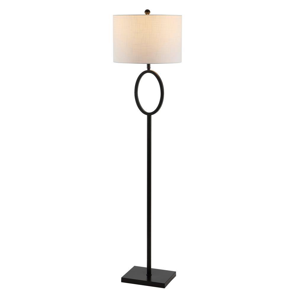 April 61" Oil-Rubbed Bronze Metal LED Floor Lamp with White Linen Shade