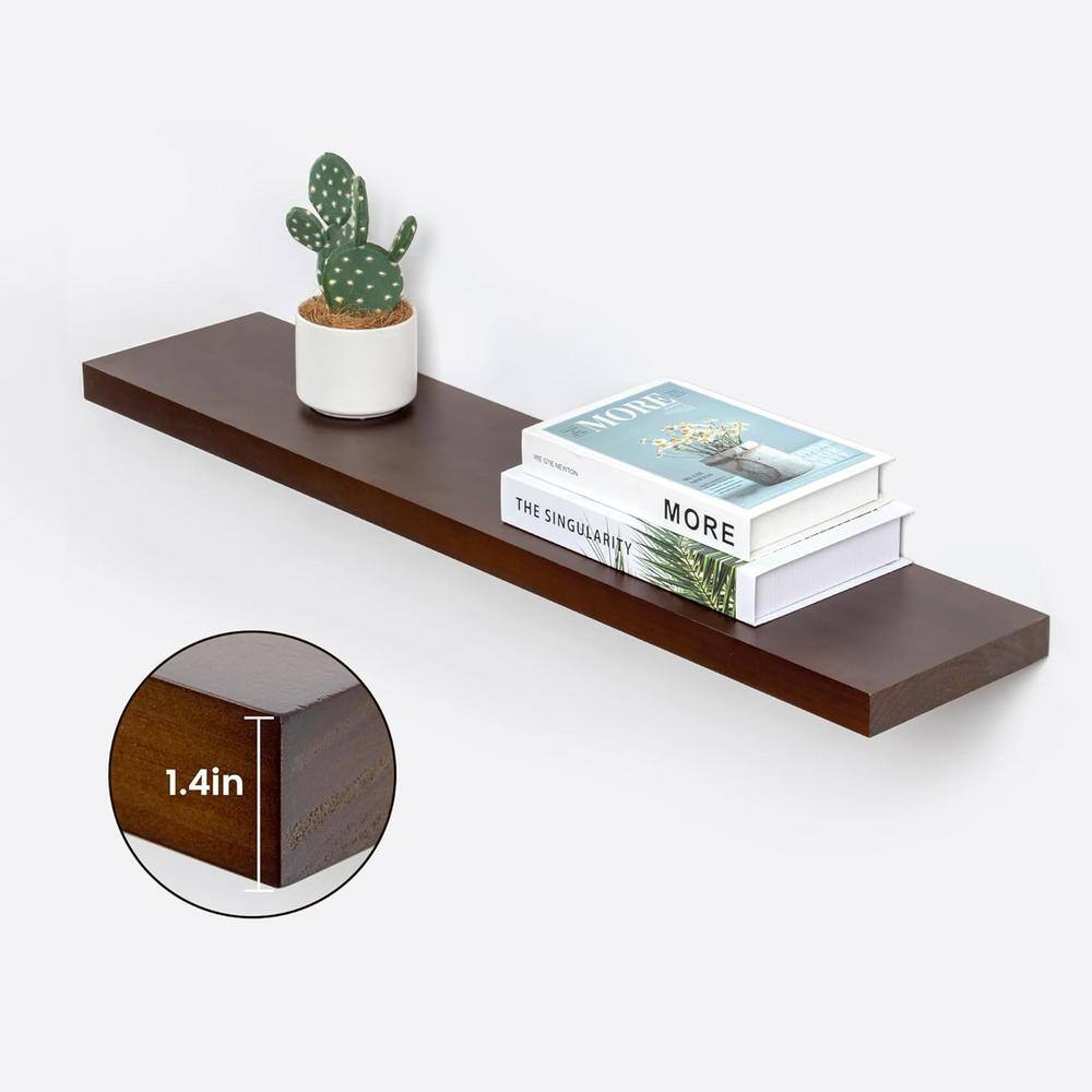 Light Brown MDF Floating Wall Shelf with Metal Bracket