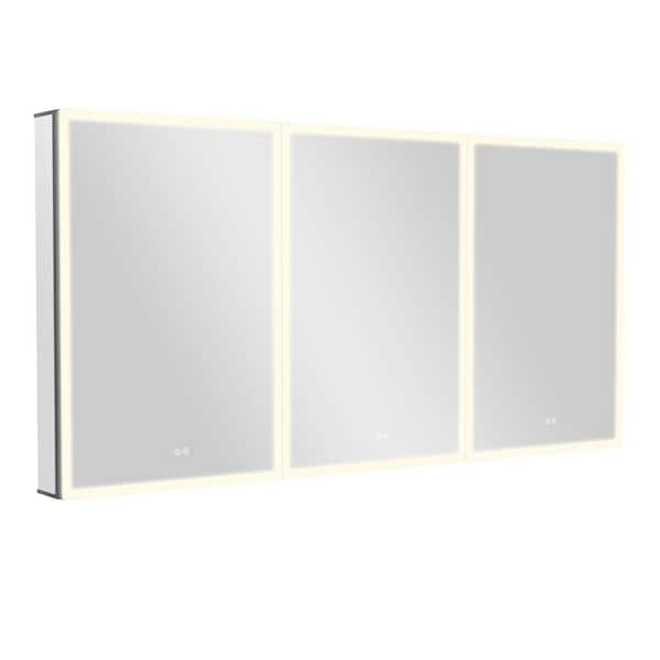 Unbranded 60 in. W x 30 in. H Rectangular Aluminum Alloy Medicine Cabinet with Mirror