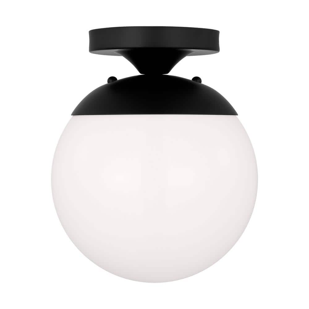 Leo 8 in. 1-Light Midnight Black Flush Mount with White Glass Shade and LED Light Bulb price history on PriceWatchPro