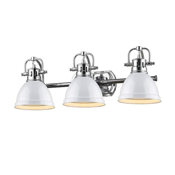 Duncan 3-Light Chrome Bath Light with White Shade