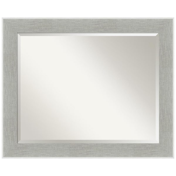 Amanti Art Glam Linen Grey 33 in. H x 27 in. W Framed Wall Mirror