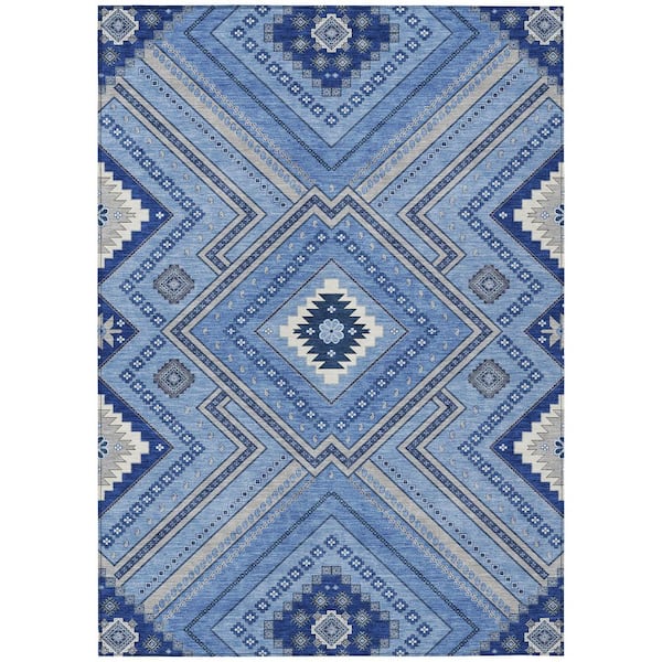 Addison Rugs Chantille Machine Washable Indoor/Outdoor Abstract ACN1010 Blue 9 ft. x 12 ft. Area Rug