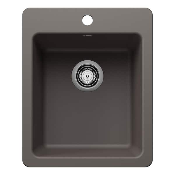 Blanco Liven SILGRANIT Granite Composite 16.75 in. Drop-In/Undermount Bar Sink in Volcano Gray