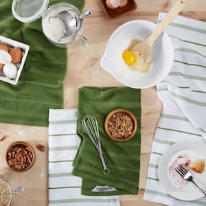 Albany Green/White Matcha Cotton Kitchen Towel Set (4-Pack)