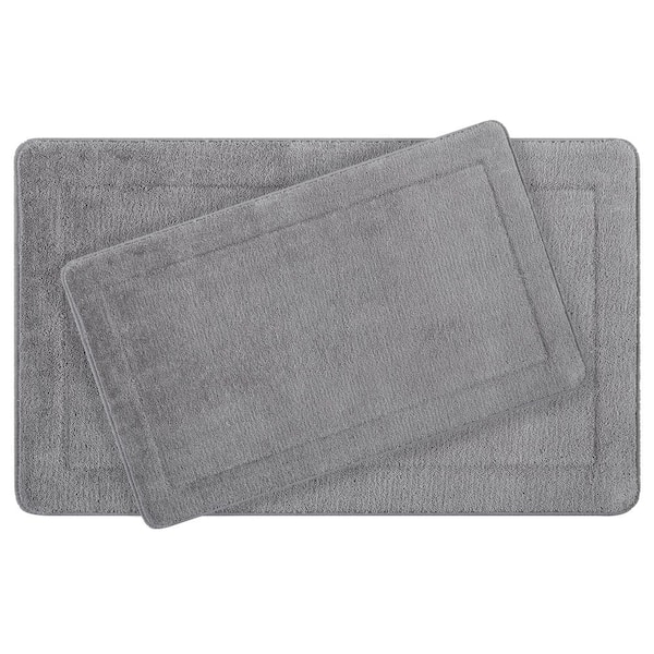 Terry Light Gray 24 in. x 40 in Microfiber Memory Foam. 2-Piece Set Large Bath  Mat Set YMB011741 - The Home Depot