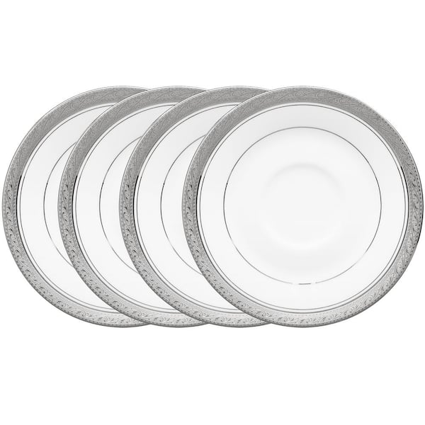 Noritake Crestwood Platinum 6 in. (Platinum) Porcelain Saucers, (Set of 4)