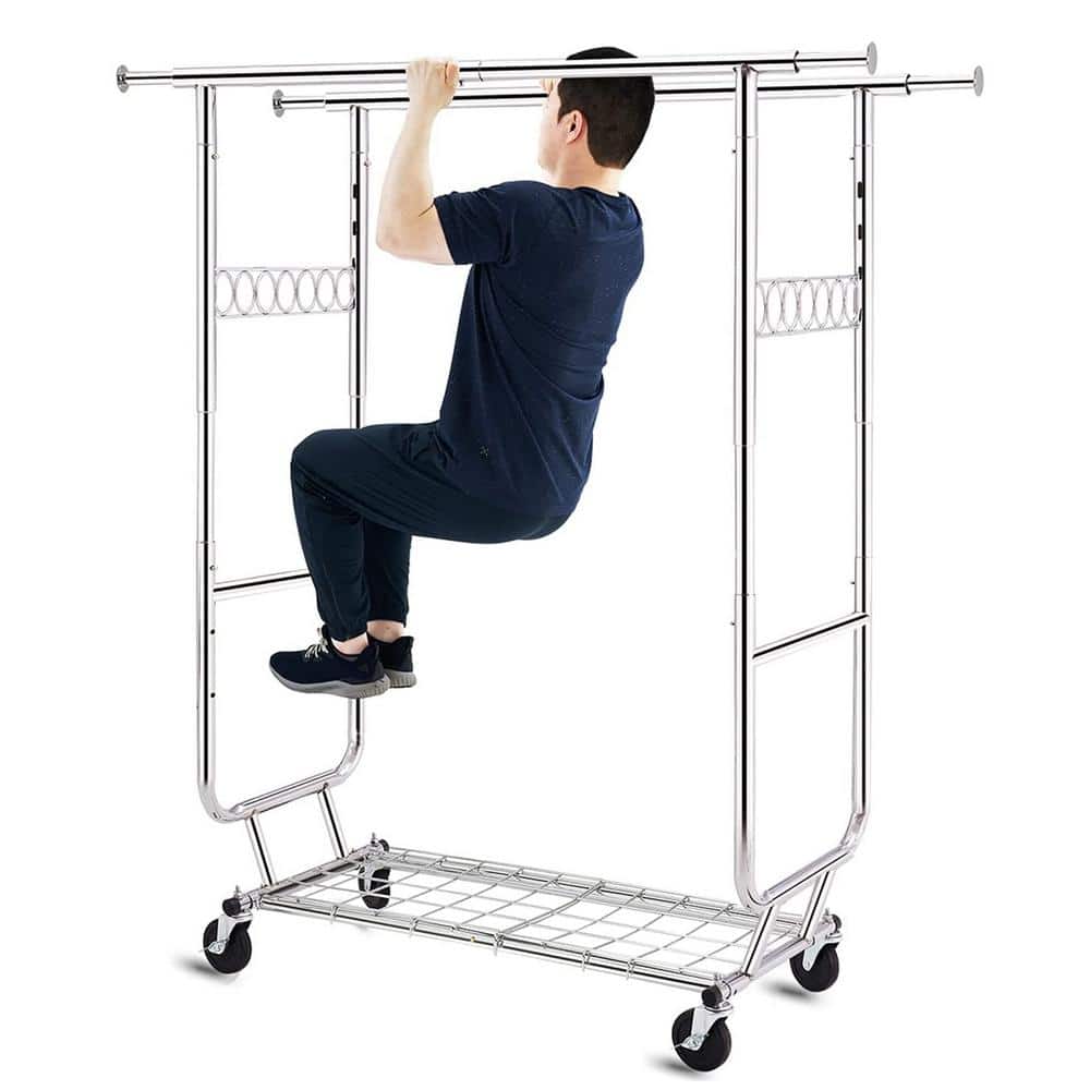 Chrome Metal Adjustable Garment Clothes Rack 42 in. W x 68 in. H