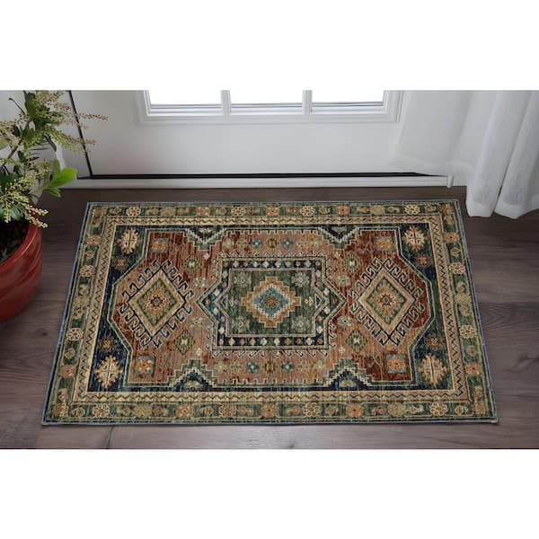 2 ft. x 3 ft. Gray Tribal Washable Area Rug