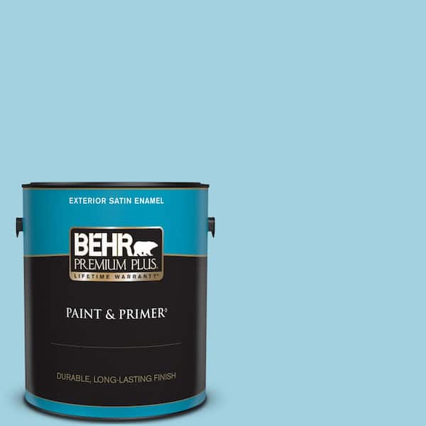 BEHR PREMIUM PLUS 1 gal. #M480-3 Bengal Blue Satin Enamel Exterior Paint & Primer