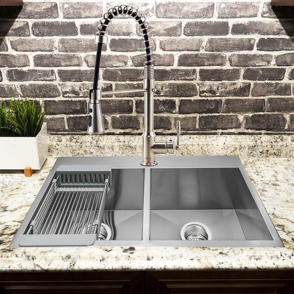 Handmade Farmhouse Stainless Steel 30 in. x 20 in. Single Bowl Kitchen Sink  with Drying Rack