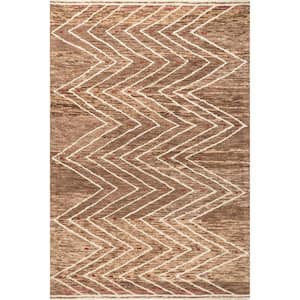 Sharie Brown 5 ft. x 8 ft. Geometric Wool & Cotton Area Rug
