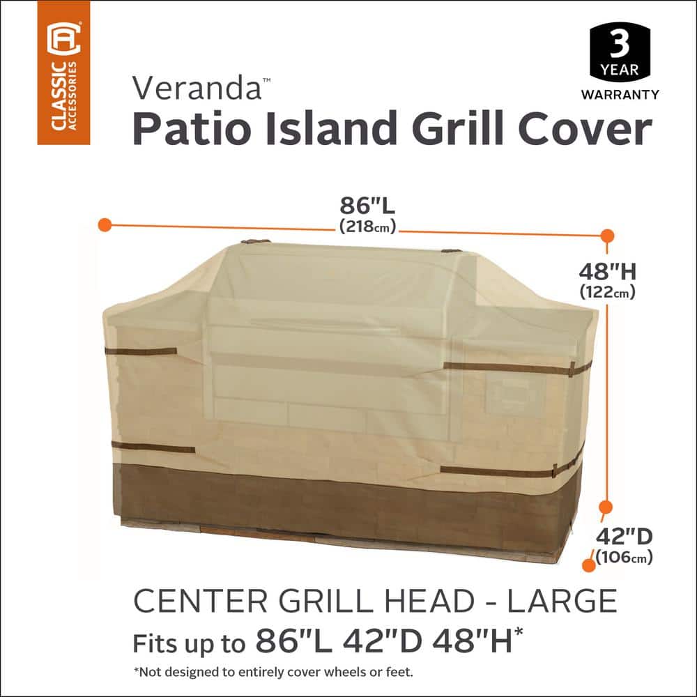 Veranda 86 in. L x 42 in. D x 48 in. H Head Island Grill Cover in Pebble - 1
