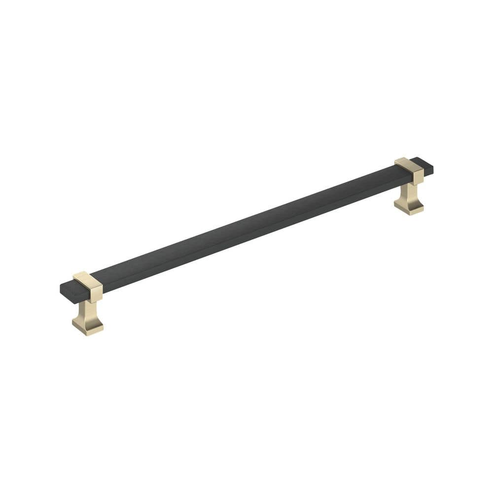 Overton 10-1/16 in. (256mm) Center-to-Center Modern Brushed Matte Black/Golden Champagne Bar Cabinet Pull price history on PriceWatchPro