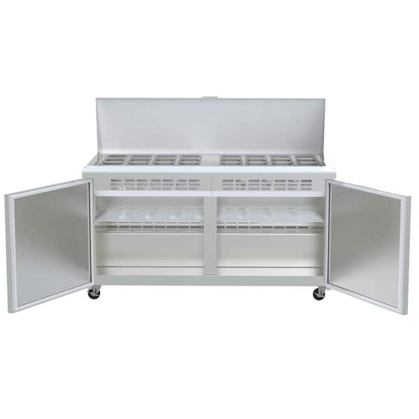 Koolmore 60 in. W 15 cu. ft. Refrigerated Food Prep Station Table with Mega  Top Surface in Stainless Steel RPT60-2D-MT - The Home Depot