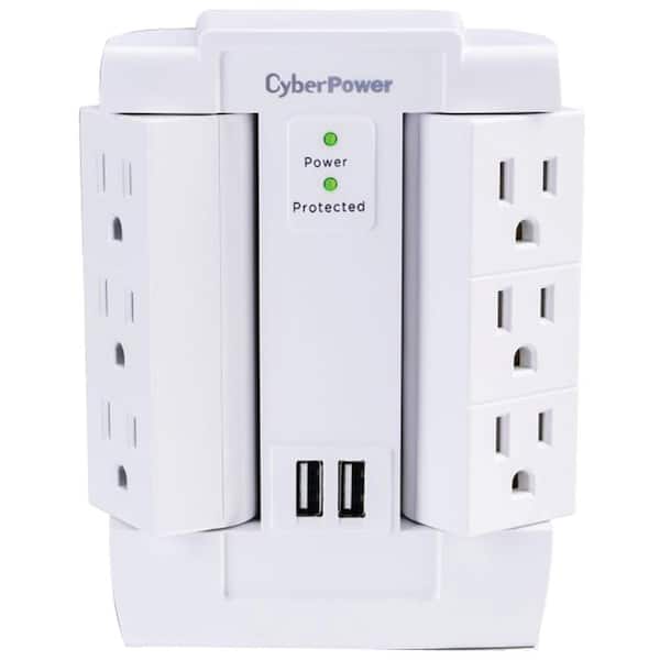 CyberPower 6-Outlet Swivel Professional Surge Protector Wall Tap with 2 Usb Ports