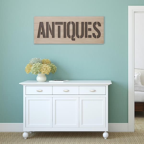 Pinnacle 16 in. x 40 in. Rustic Antiques Sign Wood Cut Out Wall Decor