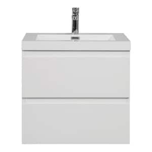 23.62 in. W Freestanding Bath Vanity in White with White Resin Top