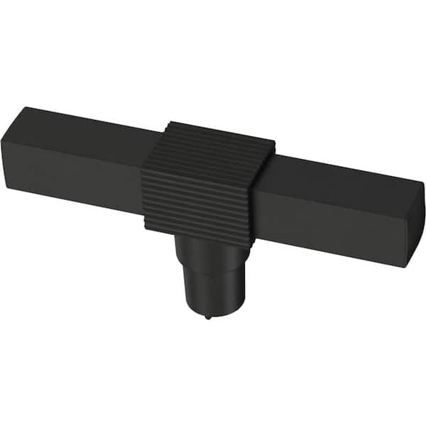 Liberty Fluted Square 3-1/8 in. (79 mm) Matte Black Cabinet T-Knob