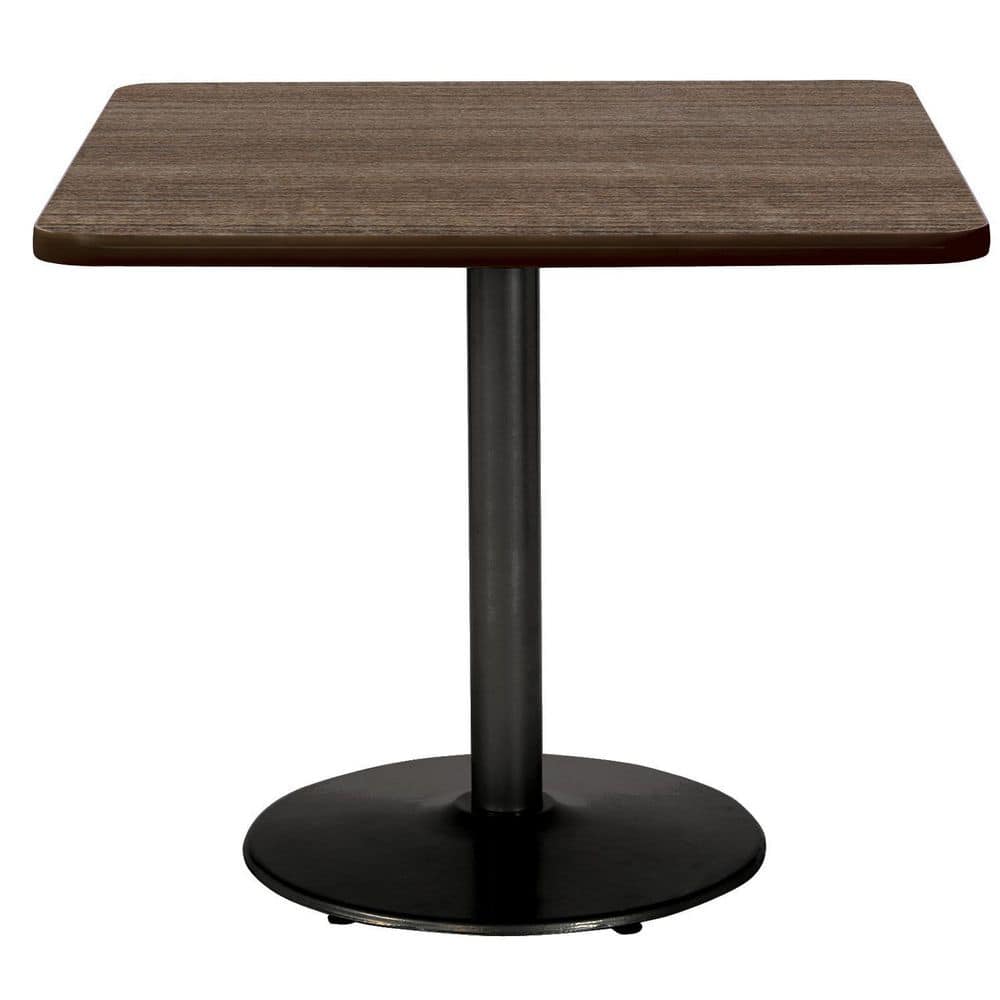 Mode 30 in Square Teak Laminate Dining Table with Black Round Steel Frame (