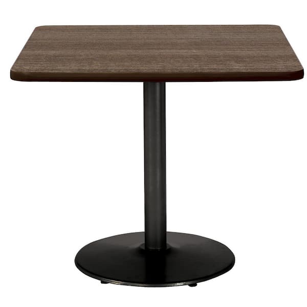Unbranded Mode 30 in Square Teak Laminate Dining Table with Black Round Steel Frame (Seats 2)