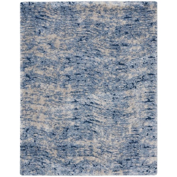 Nourison Luxurious Shag Light Blue 8 ft. x 10 ft. All-Over Design Contemporary Area Rug