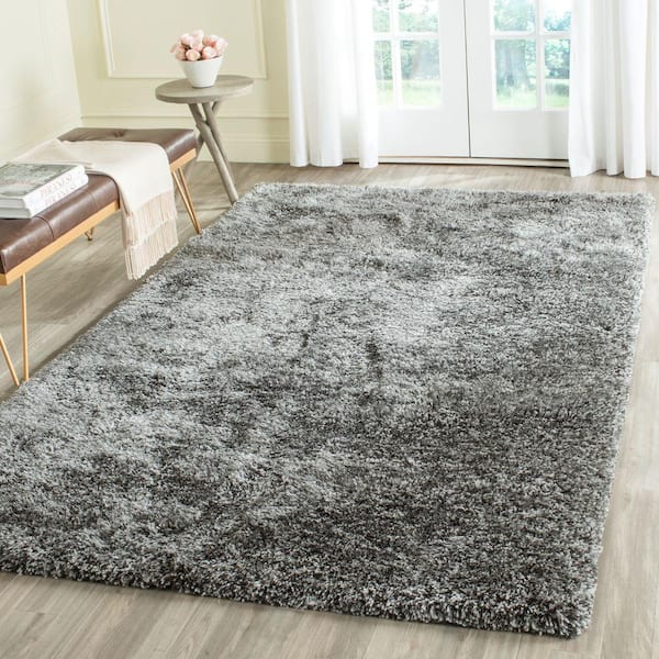 South Beach Shag Steel Grey 4 ft. x 6 ft. Solid Area Rug