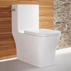 Concorde 1-Piece 1.28 GPF Left Side Single Flush Handle Square Toilet in White with Seat Included