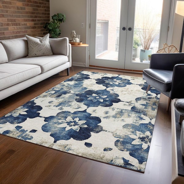Chantille Machine Washable Indoor/Outdoor Abstract ACN1802 Navy 3 ft. x 5 ft. Area Rug