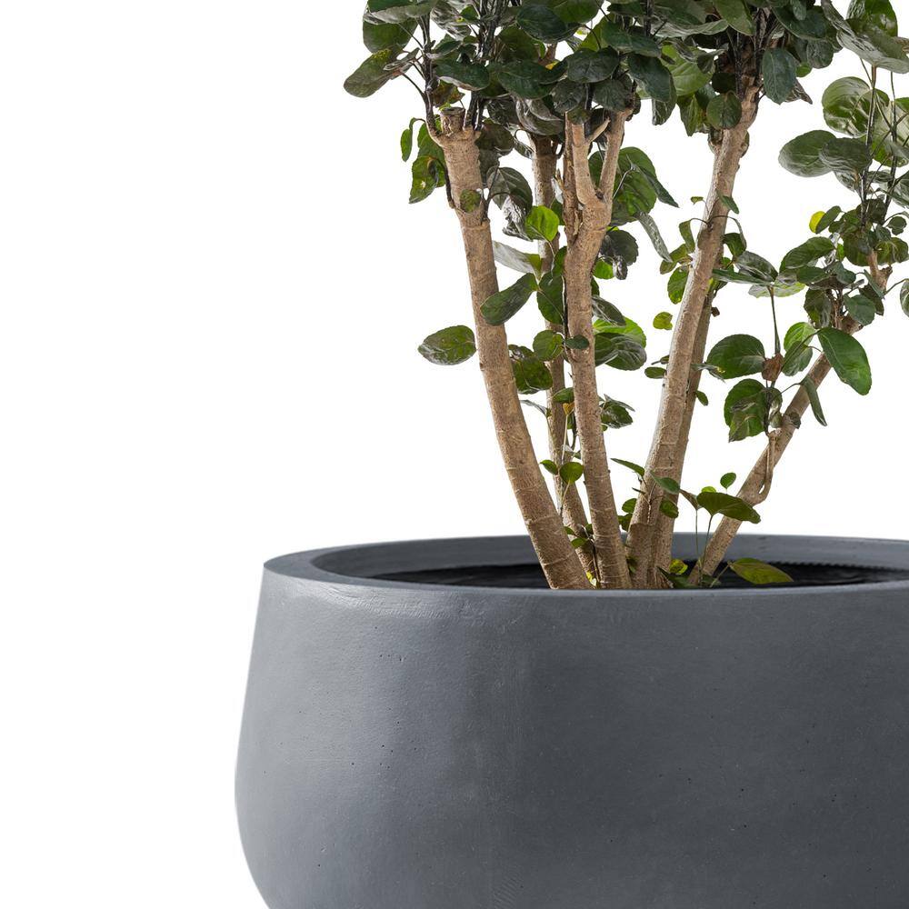 Charcoal Round Concrete Planters Set of 3 with Drainage Holes