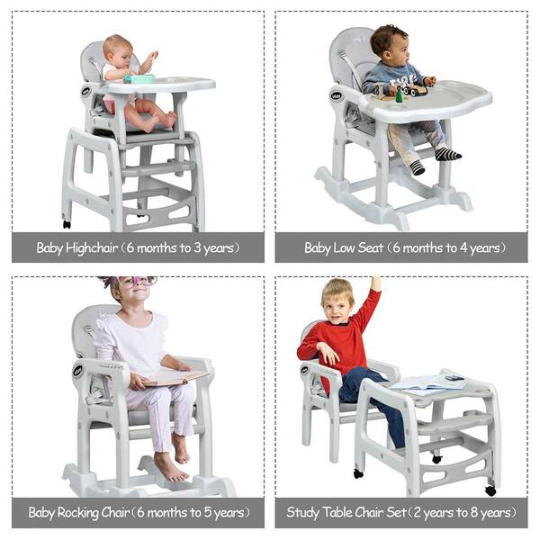 INFANS 5-in-1 Convertible Baby High Chair | Transforms To Table, Rocker & Toddler Chair With Wheels