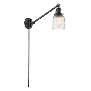 Bell 8 in. 1-Light Oil Rubbed Bronze Wall Sconce with Deco Swirl Glass Shade with 3 Way Turn Switch