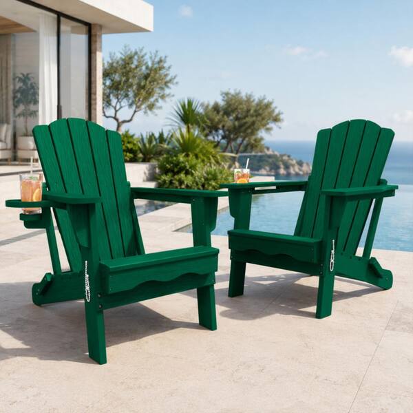 Green出品☆T7698☆展示品☆ボーコンセプト☆アデレード☆チェア2脚 Thoeoe Green HDPE Outdoor Folding Adirondack Chair with Cup Holder
