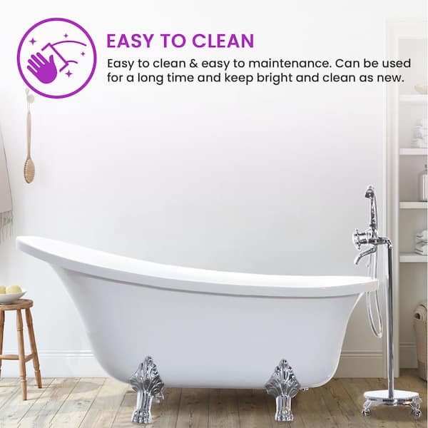 Vanity Art Pantin 69 in. Acrylic Clawfoot Freestanding Bathtub in White