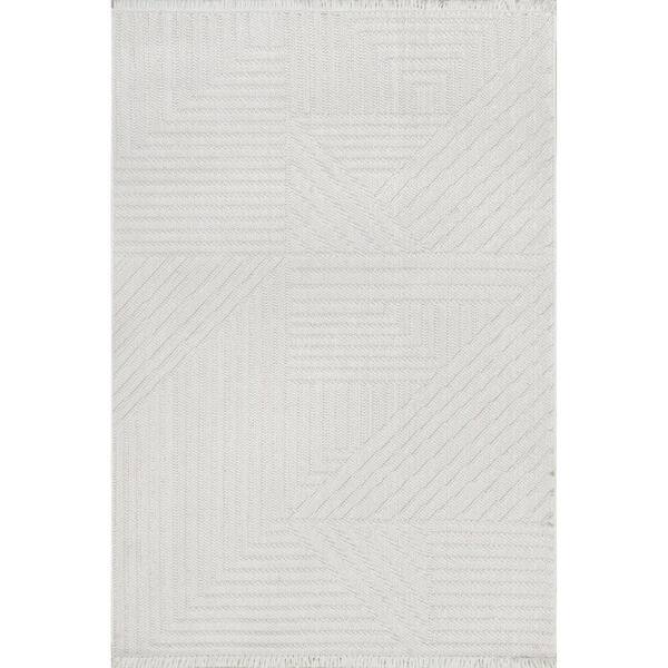 NuLOOM Off-White 5 Ft. X 7 Ft. 6 In. Makena Modern Geometric High-Low ...