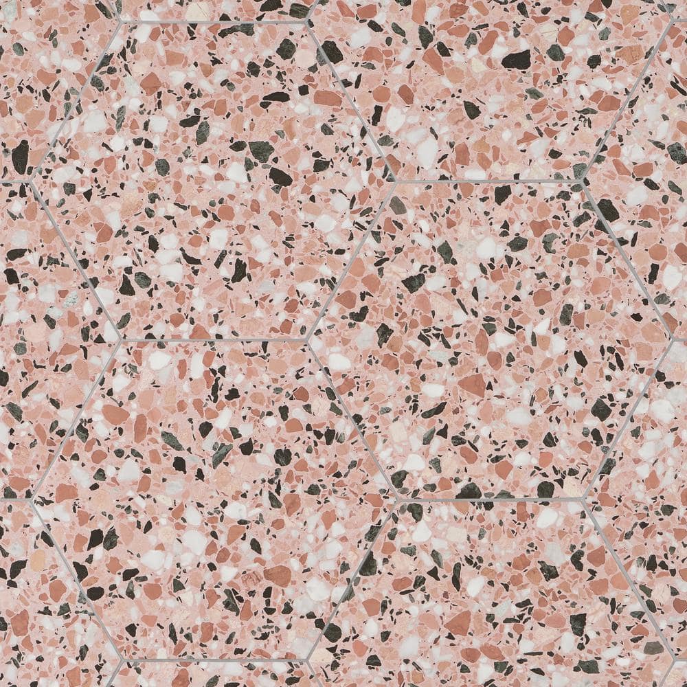 Giotto 13" x 15" Pink Matte Porcelain Hexagon Floor and Wall Tile