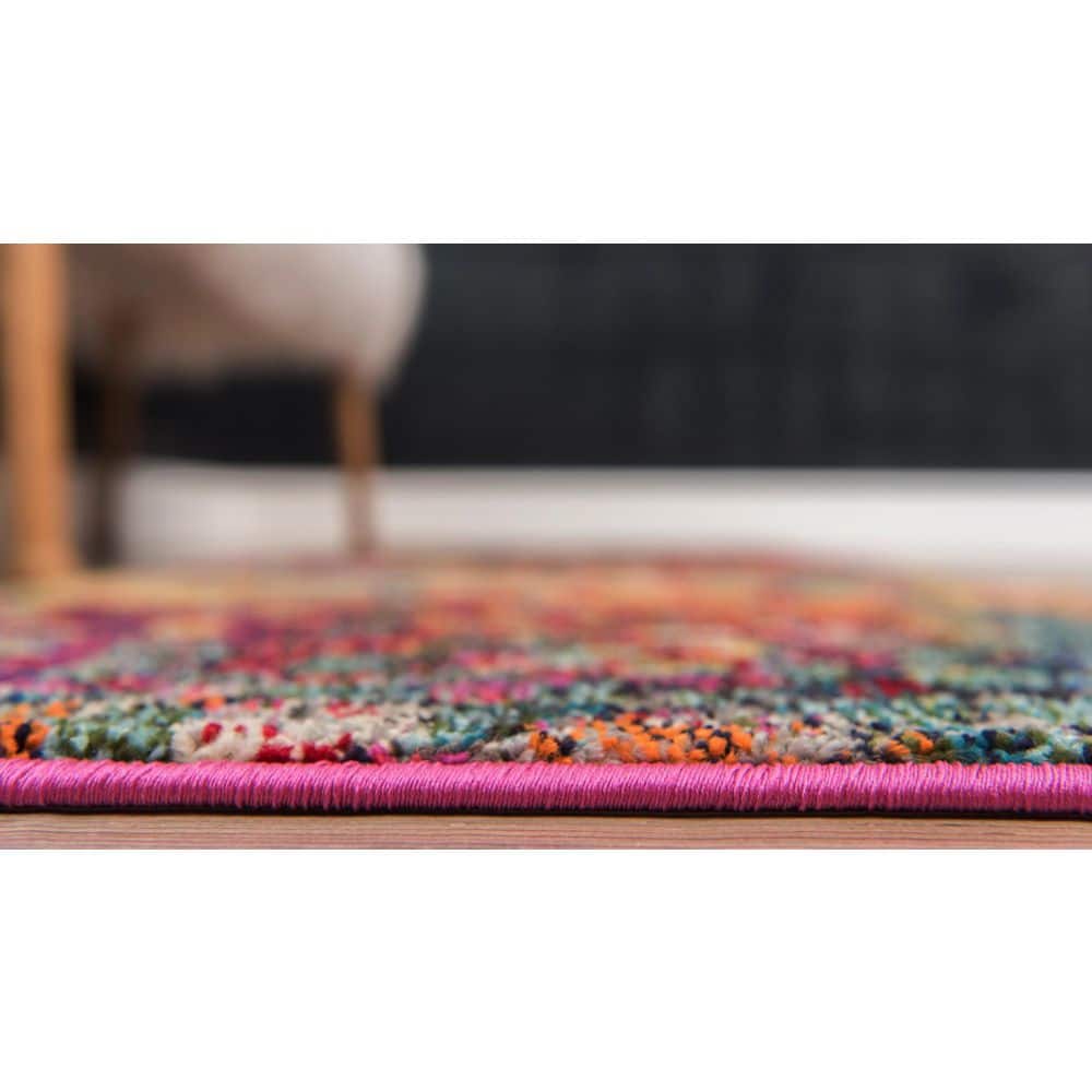 Colorful Abstract Synthetic Indoor Runner Rug