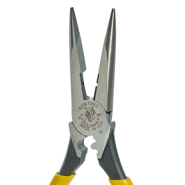 Klein Tools 8 in. Heavy Duty Long Nose Side Cutting Crimping