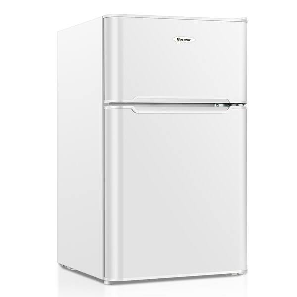 Costway 3.3 cu. ft. 2 Reversible Door Compact Refrigerator Mini Fridge in White with Freezer