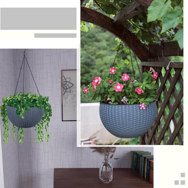 2 Pack Boho Metal Hanging Planters with 5.5 in. Pot (Detachable) +