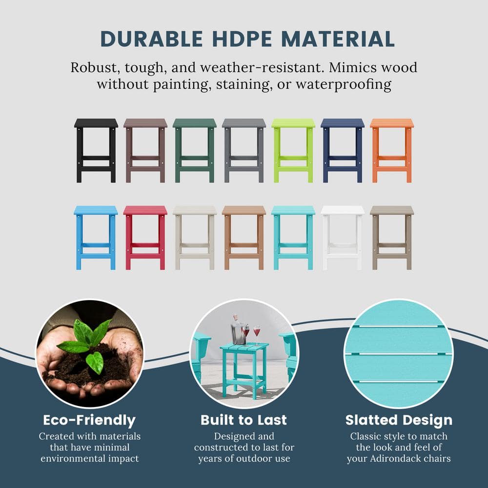 Turquoise HDPE All-Weather Outdoor Patio Side Table