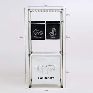 Laundry Hamper 3-Tier Laundry Sorter with 4-Removable Bags for Organizing Clothes, Laundry, Lights, Darks, 3-Hooks