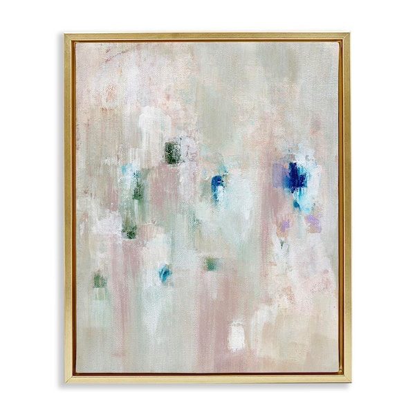 Stupell Industries Neutrals with Blue Spots by Nikita Jariwala Gold Floater Frame Abstract Graphic Art Print 21 in. x 17 in.