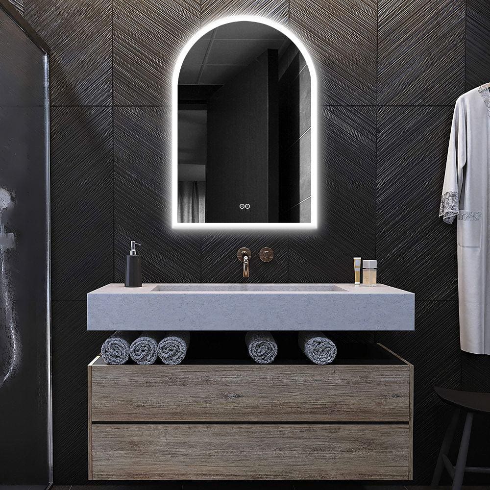 24 in. W x 36 in. H Arched Frameless LED Dimmable Anti-Fog Bathroom Vanity 