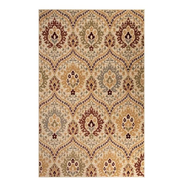 HomeRoots 8' X 10' Camel Gray And Rust Floral Stain Resistant Area Rug