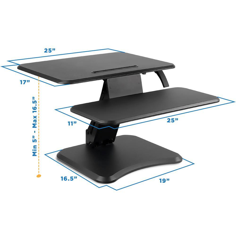 Black Adjustable Standing Desk Converter with Keyboard Tray