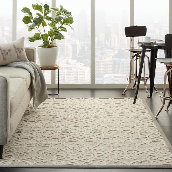 Aloha Natural 5 ft. x 8 ft. Moroccan Modern Indoor/Outdoor Patio Area Rug